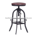 Industrial Vintage Round Leather Seat with Metal base Bar Stool